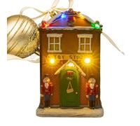 Casas de Navidad iluminadas | Casas de pueblo de resina con 8 canciones navideñas | Edificios en miniatura a pilas para decoración navideña, ideal para decoración del hogar o decoración