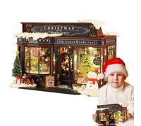 Casas De Navidad Miniaturas - Kit De Casa De Creativa, CREA Tu Propio Casa | Casas De Muñecas De Madera con Árbol De Navidad Y Muebles, Proyecto De Pueblo De Navidad para La