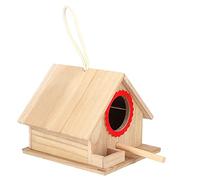 Casas de pájaros para afueras, Casas de pájaros Colgantes de Madera Nido de Aves al Aire Libre con estación de alimentación Parada de Descanso Decoración del Patio del jardín (Rojo)