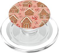 Casas de Pan de Jengibre Caramelo de Menta patrón de Navidad PopSockets PopGrip para MagSafe