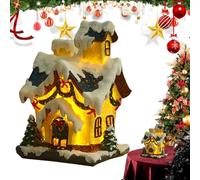 Casas de pueblo de escena navideña, decoración de paisaje que funciona con pilas, exhibición perfecta de pueblo de Navidad, figura de casa brillante de resina para decoración de mesa de invierno