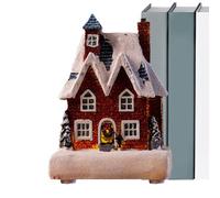 Casas de pueblo de Navidad - Cabaña de Navidad brillante pintada a mano con luces LED, casas de pueblo de historia de Navidad | Adorno de festival, accesorios decorativos de ambiente de Navidad para l
