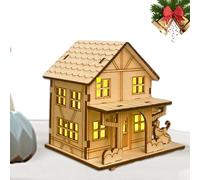 Casas de pueblo de Navidad - Modelo LED de cabaña rústica, figuras coleccionables, cabaña de madera DIY | Expositor de decoración navideña para centros de mesa de mesa, decoraciones