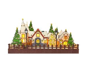 Casas De Pueblo Navideñas,Casas Navideñas De Madera | Escena de invierno Pueblos navideños LED Casas navideñas | Figuras decorativas de escritorio preiluminadas que muestran suministros navideños para