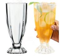 Casas de sombra de leche, copas de batido 2 piezas 380 ml de 3x7 pulgadas de vidrio transparente tazas de batidos con temperatura base estable resistente a la sombra de leche, parfait, helado, parfai