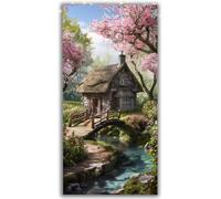 Casas Diamond Painting Adultos Grande XXL 30x60cm Kit Completo, 5D DIY Pintura de Diamante con Diamantes Redondos, Decoración Pared Salón, Renovación Hogar Primavera, Arte Mural, Puente (1) Y1-973