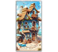 Casas Diamond Painting Adultos Grande XXL 50x100cm Kit Completo, 5D DIY Pintura de Diamante Full con Diamantes Redondos, Decoración Pared Salón, Renovación Hogar Primavera, Arte Mural, Playa Y1-967