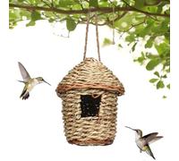 Casas Exteriores para pájaros de Hierba,Casa para pájaros - Casa para incubar de cabaña de Paja Tejida a Mano para pájaros,Jaula de pájaros de Paja Tejida a Mano para Ramas, Enredaderas, Val