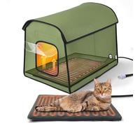 Casas para gatos con calefacción para gatos al aire libre, impermeable y aislada, refugio cálido y duradero para gatos salvajes, perros callejeros, animales pequeños, fácil de montar, 21.3 x 15 x 16.1