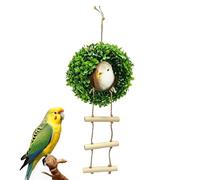 Casas para pájaros, cabaña de loro con forma de bola de césped artificial con escalera, de pájaros para jaula, para conure, cacatúa, canarios, tortolitos, periquitos, juego de enriquecimiento