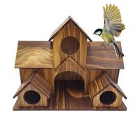 Casas para pájaros de madera para uso en exteriores, rústica, grande, exterior, casa de madera con varios agujeros de , para familias de aves, para uso en jardín, balcón, césped y senderos