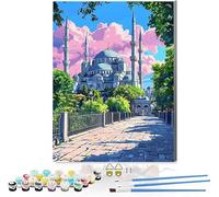 Casas Pintar por Numeros Adultos Kit, DIY Paisajes Pintura por Numeros Adultos, Paint by Numbers Lienzos Kits con Pinceles, Pigmento Acrílico, Decoración de Pared del Hogar (Sin Marco) 30x40cm O-14