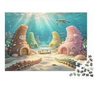Casas submarinas fantásticas Puzzle de 1000 Piezas Papel para Adultos Mundo acuático Juego de Puzzle 1000 Piezas Relajación Concentración Decoración Regalo 38x26cm/1000pcs