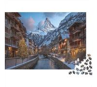 Casas Tradicionales de Zermatt, Matterhorn Rompecabezas para Adultos 38x26cm/1000pcs,Juegos De Desafío De