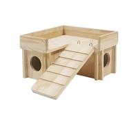 Casas y escondites para hámsters, escondite de madera para hámsters, Casa de hámster y cabaña de madera, Cabaña de hámster con escalera de escalada divertida, refugio secreto para explorar animales