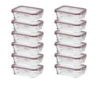 CASASELECCION 12 Tuppers de Cristal Hermético con Tapa 1.040 ml para Comida - Forma Rectangular, Uso Apto en Horno/Microondas/Lavavajillas/Congelador, Sin BPA