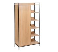 CASASELECCION Armario Modular Natural de Madera y Metal (100x48x190 cm 5 estantes 1 Puerta)