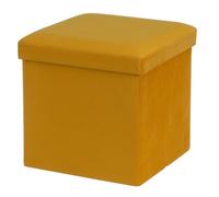 CASASELECCION Puf arcón Plegable Color Amarillo para almacenaje con Tapa de 38x38x38cm. Ideal para salón o Dormitorio. Tejido Velvet y Fuerte Base MDF, soporta 100kg y Optimiza tu Orden.