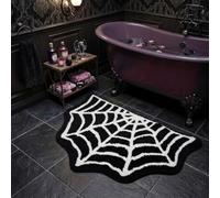 Casasphere Alfombra de baño de telaraña, alfombra de baño de Halloween, antideslizante, lavable a máquina, alfombra gótica, 31 x 20 pulgadas, alfombra pequeña para puerta delantera, dormitorio, cocina