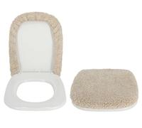 Casatessile Funda de Asiento de Inodoro de Terciopelo 50X50 cm. Tamaño Grande Tapa de Eje Suave, Tapa de Asiento de Agua, Tapa de Agua Universal - Ecru