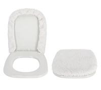 Casatessile Funda de Asiento de Inodoro de Terciopelo 50X50 cm. Tamaño Grande Tapa de Eje Suave, Tapa de Asiento de Agua, Tapa de Agua Universal - Bianco