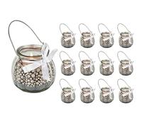 Casavetro - 12 x florero de Lazo Blanco o Rosa portavelas de Mesa Decorativo Jarrón portavelas para Velas de té Set Vasos,