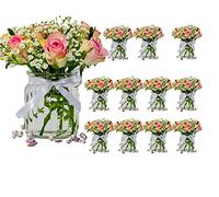 Casavetro 12 x pequeños jarrones Botellas de Cristal C-Deko- KONKI- Weithals incluida Lazo Glasflasche Landhaus Vintage Vase Botella de Vidrio Transparente Mini Dekoflaschen (12 X)