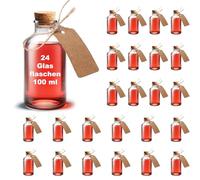 casavetro 24 botellas de cristal pequeñas de 100 ml de 10 cm de alto para decoración de mesa, para bodas, regalos de invitados (incluye todos)