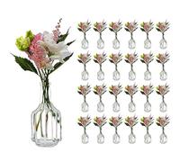 casavetro 24 jarrones pequeños de cristal HALSI rústicos vintage, jarrones transparentes, mini botellas decorativas (24 x Halsi)