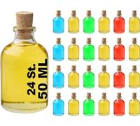 casavetro 24 x 50 ml Mini Botellas pequeñas de Vidrio de 50 ml con Cierre de Corcho Transparente