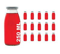 Casavetro botella de cristal para leche, 250 ml, 15 botellas de licor y zumo vacías, tapón de rosca, para rellenar (15 x 250 ml)