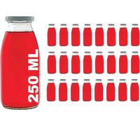 casavetro Botellas de Cristal para Leche, 250 ml, Botellas de Licor, 24 Unidades, Botellas de Zumo vacías, tapón de Rosca, para Rellenar (24 x 250 ml)