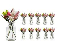 Casavetro - Juego de 10 jarrones de Mimbre Redondos (300 ML, 13,6 cm de Altura)