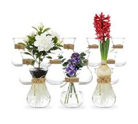 casavetro Juego de 12 jarrones de té con flores para decoración de mesa, boda, fiesta, botella de cristal transparente (12 unidades)