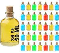 casavetro Mini botellas de cristal con tapón de corcho de 50 ml, paquete de 36, botellas de cristal mini-TR, botellas de licor transparentes (36 x 50 ml)