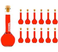 Casavetro Tapón de corcho transparente Botellas de vidrio vacías 200 ml - Tapas de corcho recargables reutilizables - Apretado al aire para endrinas Gin Aceite Vinagre Cerveza Vino Sidra(12 x 200 ml)