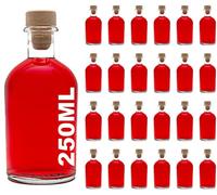 casavetro Tapón de corcho transparente Botellas de vidrio vacías 250 ml - Tapas de corcho recargables reutilizables - Apretado al aire para endrinas Gin Aceite Vinagre Cerveza Vino Sidra(24 x 250 ml)