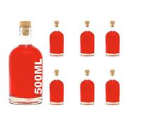 casavetro Tapón de Corcho Transparente Botellas de Vidrio vacías 500 ml - Tapas de Corcho Recargables Reutilizables - Apretado al Aire para endrinas Gin Aceite Vinagre Cerveza Vino Sidra(6 x 500 ml)