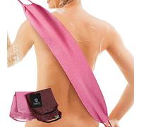 CasaVida - Limpiador de espalda para ducha, de nailon, longitud extendida, toallita exfoliante, correa elástica japonesa, paño de lavado exfoliante, paquete de 2 unidades (rosa + rojo vino)