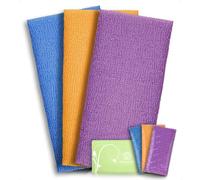 CasaVida Paño exfoliante para la espalda, para ducha, exfoliante corporal, belleza japonesa, red africana, esponja de baño, toalla de lufa coreana, paquete de 3 (naranja, morado y azul marino)