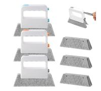 Casbomy Cepillo de limpieza de ranura de ventana, juego de herramientas mágicas para limpiar rieles de ventanas, cepillo de limpieza de huecos de 3 ranuras con 3 paños de repuesto