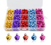 Cascabeles para manualidades de 8 mm, 600 campanas pequeñas coloridas de metal para manualidades, mini cascabeles con caja de almacenamiento para manualidades, decoraciones de fiesta de Navidad