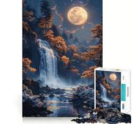 Cascada a la luz de la Luna Rompecabezas de 1000 Piezas para Adolescentes Juego Que estimula el Cerebro Encaje Huecos Actividad Relajante para Grupos en Interiores (38x26cm)