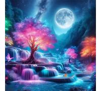 Cascada Árbol Luna Puzzle 80 Piezas Rompecabezas para Adultos 80 Piezas Juego de desafiante Rompecabezas Familiar Regalo Adulto