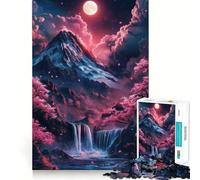 Cascada bajo la luz de la Luna Rompecabezas de 1000 Piezas para Adolescentes Juego de Memoria Mental Cierre Seguro Sin Piezas Sueltas Ideal para Viajar Juego para ejercitar la Mente