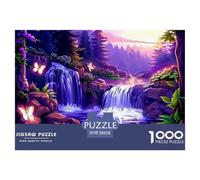 Cascada Bosque Puzzle de 1000 Piezas Puzzle para Adultos Papel Vista Natural Relax Mejora Atención Familia Decoración Regalo 38x26cm/1000pcs