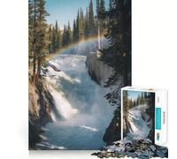 Cascada con arcoíris en un Bosque Rompecabezas para Adultos 1000 Piezas Juego de Memoria para el Cerebro Corte Fino Acabado de Primera Calidad Una Forma entretenida de Pasar el Tiempo Libre (38x26cm)
