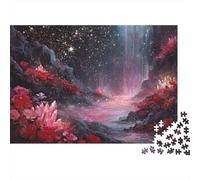 Cascada Cristal Fantasía Rompecabezas Familiar 1000 Piezas Adultos Valle Místico Cascada Flores Cristal Premium Grueso Resistente Desafiante Alivio Estrés 38x26cm/1000pcs