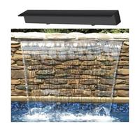 Cascada de Acero Inoxidable con vertedero de 12" x 80" para Exteriores, Ideal para Piscinas, Jardines y Villas. Color Negro. Incluye Accesorios (45" x 114,3 cm).