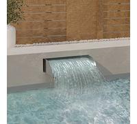 Cascada de agua de acero inoxidable 304, 60 x 34 x 14 cm, resistente al cloro, para jardín, estanque, piscina, fuente decorativa en cascada para terraza, balcón, exterior, relajante experiencia de